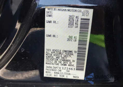 2018 Nissan Altima 2.5 Sv from USA, damaged, VIN 1N4AL3AP7JC125463